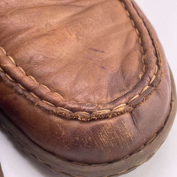 Mens Born Brown Leather Lace Up Ankle Boots Moc Toe Casual Comfortable - Picture 13 of 15